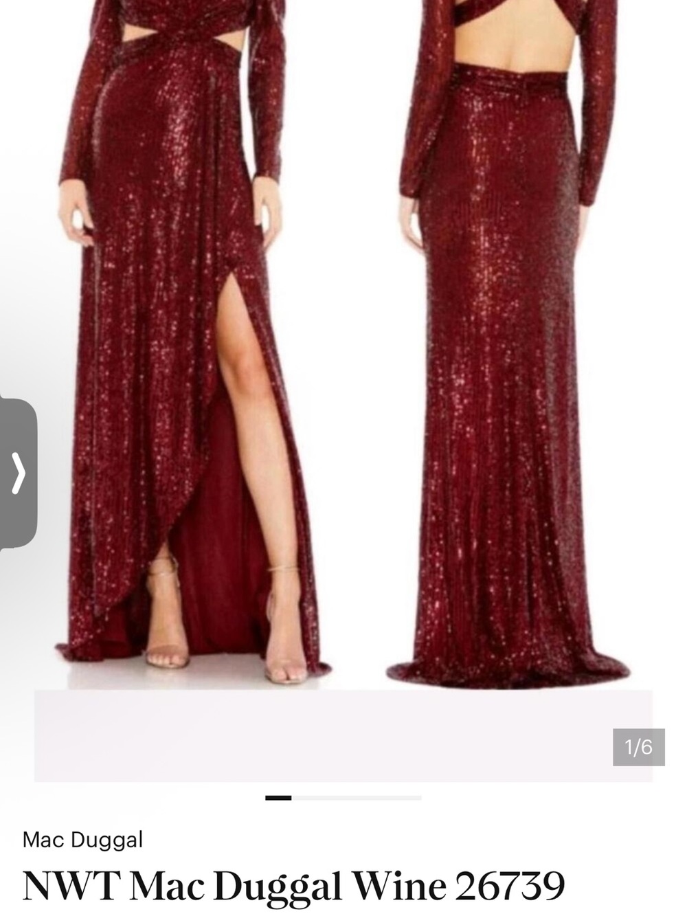 Mac Duggal Burgundy Sequin Cutout Evening Gown